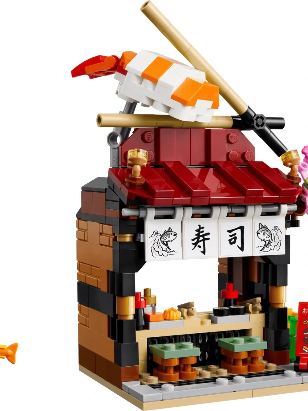 Lego Restaurants of the World Japan Sushi Stall - Red, Tan, Brown, White, Black - Picture 2 of 5